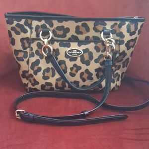 Coach Leopard-Print Crossbody Bag in Tan and Black